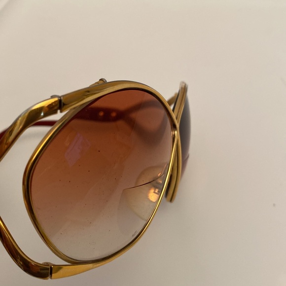 Vintage Dior Butterfly 2056 Gold and Red Frame Oversized Prescription Sunglasses - Picture 10 of 15